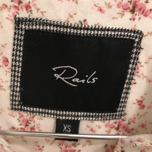 Rails Floral Button Down Shirt XS long sleeves pink white - Picture 7 of 9